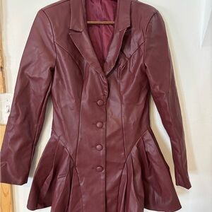 SHEIN Maroon Leather Mini Dress